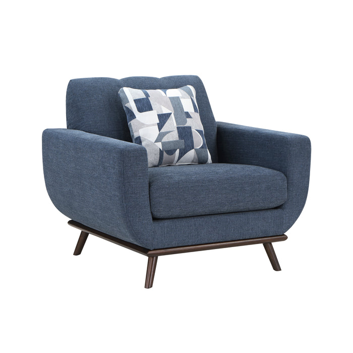 Everton Chair in Blue/Walnut - 8341BL-1RV - FAMSA Furniture (TX)