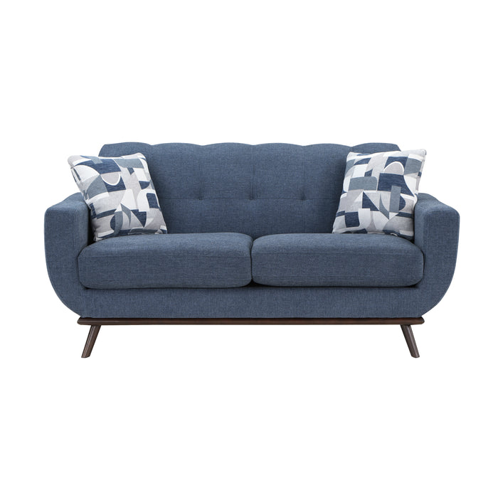 Everton Loveseat in Blue/Walnut - 8341BL-2RV - FAMSA Furniture (TX)