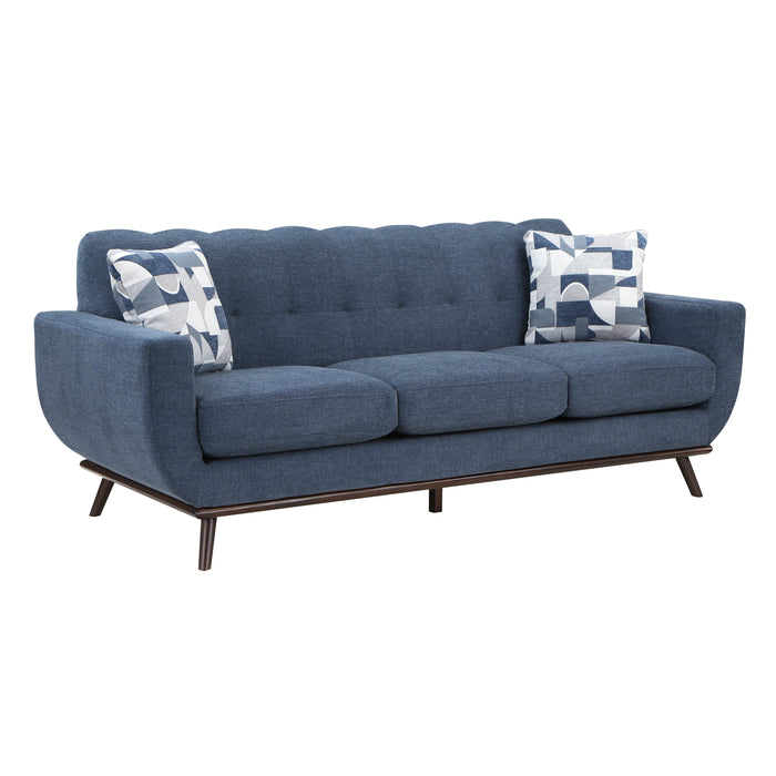 Everton Sofa in Blue/Walnut - 8341BL-3RV - FAMSA Furniture (TX)