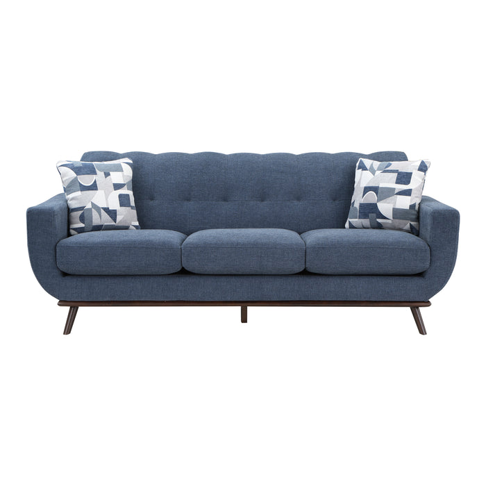 Everton Sofa in Blue/Walnut - 8341BL-3RV - FAMSA Furniture (TX)