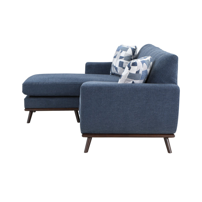 Everton Reversible Sofa Chaise in Blue/Walnut - 8341BL-3SCRV - FAMSA Furniture (TX)