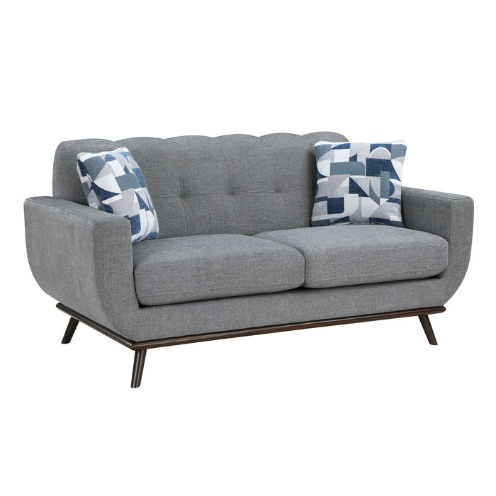 Everton 2pc Set: Sofa, Love in Gray/Walnut - 8341GY*2RV - FAMSA Furniture (TX)