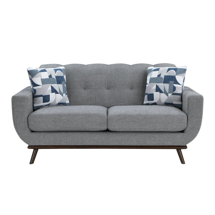Everton 2pc Set: Sofa, Love in Gray/Walnut - 8341GY*2RV - FAMSA Furniture (TX)