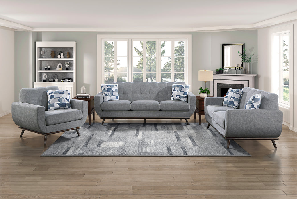 Everton Sofa in Gray/Walnut - 8341GY-3RV - FAMSA Furniture (TX)