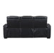 8344BLK-3PWHM Power Double Reclining Sofa with Center Drop-Down Cup Holders, Power Headrests, Storage Arms(Top and Side) ,Cup holders, Reading Lights, Wireless Charger, Air Massage, Heat, LED Lighting and Charging Ports image