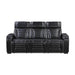 8344BLK-3PWHM Power Double Reclining Sofa with Center Drop-Down Cup Holders, Power Headrests, Storage Arms(Top and Side) ,Cup holders, Reading Lights, Wireless Charger, Air Massage, Heat, LED Lighting and Charging Ports image