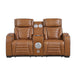 8344BRW-2PWHM POWER DOUBLE RECLINING LOVE SEAT WITH CENTER CONSOLE, POWER HEADRESTS, STORAGE ARMS(TOP AND SIDE) ,CUP HOLDERS, WIRELESS SPEAKERS WITH SUB-WOOFER, AIR MASSAGE, HEAT, LED LIGHTING AND CHARGING PORTS image