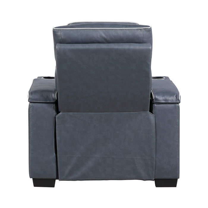 8344BUE-1PWHM Power Reclining Chair with Power Headrest, Cup holder, Storage Arms(Top and Side), Air Massage, Heat, LED Lighting and Charging Ports image