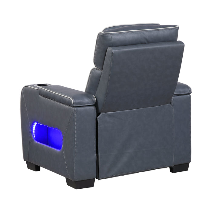8344BUE-1PWHM Power Reclining Chair with Power Headrest, Cup holder, Storage Arms(Top and Side), Air Massage, Heat, LED Lighting and Charging Ports image