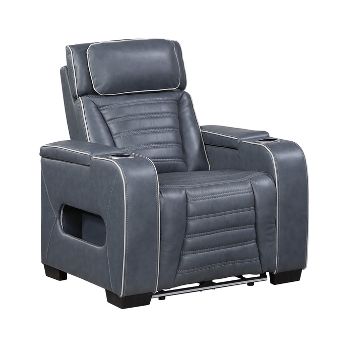 8344BUE-1PWHM Power Reclining Chair with Power Headrest, Cup holder, Storage Arms(Top and Side), Air Massage, Heat, LED Lighting and Charging Ports image