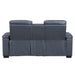 8344BUE-2PWHM POWER DOUBLE RECLINING LOVE SEAT WITH CENTER CONSOLE, POWER HEADRESTS, STORAGE ARMS(TOP AND SIDE) ,CUP HOLDERS, WIRELESS SPEAKERS WITH SUB-WOOFER, AIR MASSAGE, HEAT, LED LIGHTING AND CHARGING PORTS image