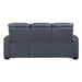 8344BUE-3PWHM Power Double Reclining Sofa with Center Drop-Down Cup Holders, Power Headrests, Storage Arms(Top and Side) ,Cup holders, Reading Lights, Wireless Charger, Air Massage, Heat, LED Lighting and Charging Ports image