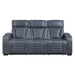 8344BUE-3PWHM Power Double Reclining Sofa with Center Drop-Down Cup Holders, Power Headrests, Storage Arms(Top and Side) ,Cup holders, Reading Lights, Wireless Charger, Air Massage, Heat, LED Lighting and Charging Ports image