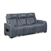 8344BUE-3PWHM Power Double Reclining Sofa with Center Drop-Down Cup Holders, Power Headrests, Storage Arms(Top and Side) ,Cup holders, Reading Lights, Wireless Charger, Air Massage, Heat, LED Lighting and Charging Ports image