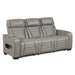 8344GRY-3PWHM Power Double Reclining Sofa with Center Drop-Down Cup Holders, Power Headrests, Storage Arms(Top and Side) ,Cup holders, Reading Lights, Wireless Charger, Air Massage, Heat, LED Lighting and Charging Ports image