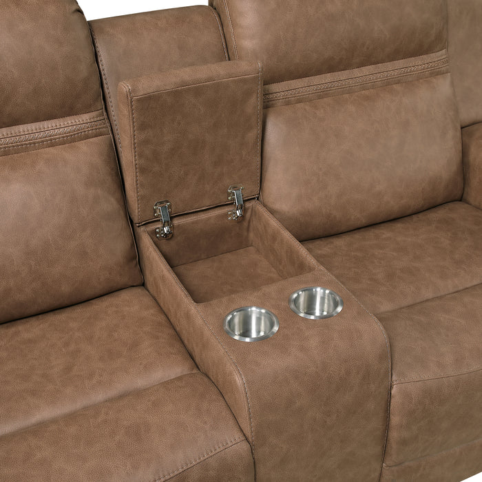 8347BRW-2 Double Reclining Love Seat with Center Console image