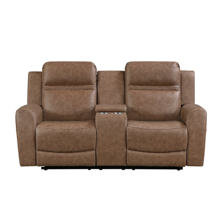 8347BRW-2 Double Reclining Love Seat with Center Console image
