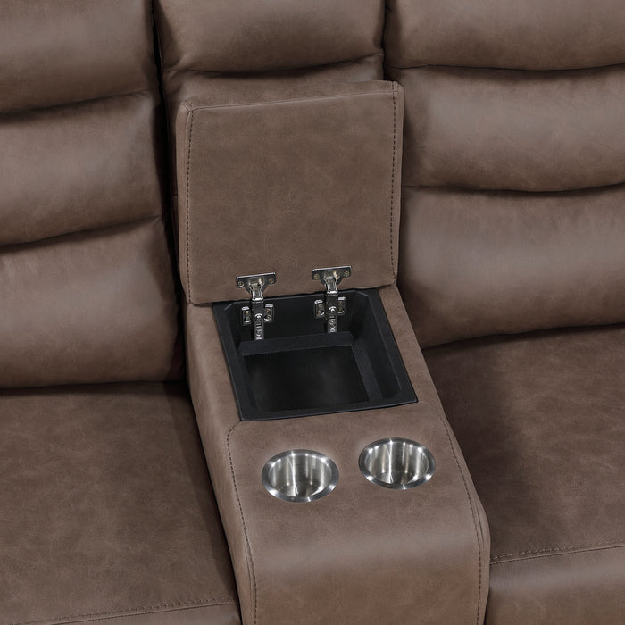 8360BRW-2 Double Glider Reclining Love Seat with Center Console image
