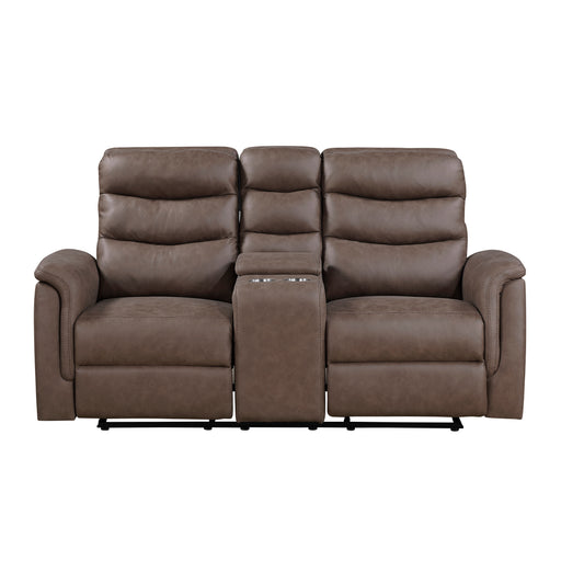 8360BRW-2 Double Glider Reclining Love Seat with Center Console image