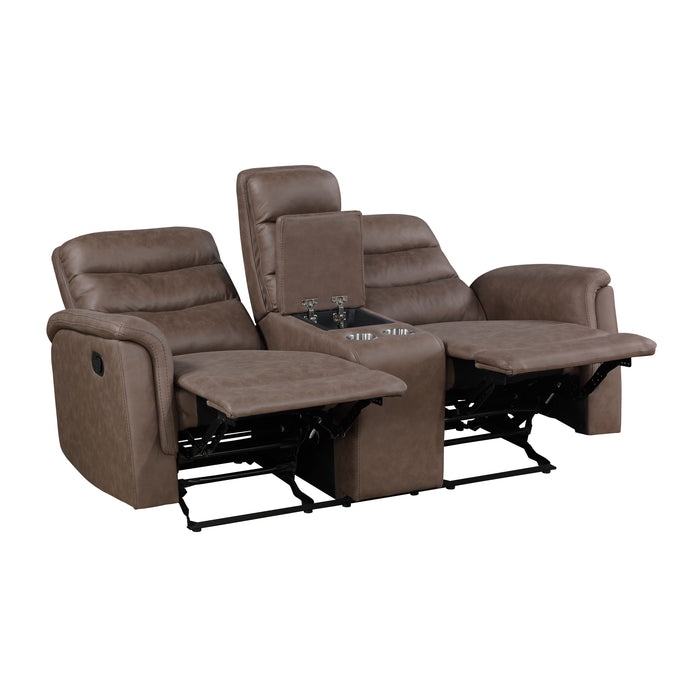 8360BRW-2 Double Glider Reclining Love Seat with Center Console image