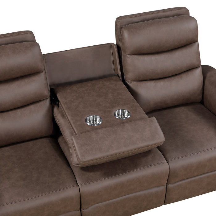 8360BRW-3 Double Reclining Sofa with Drop-down Cup Holders image