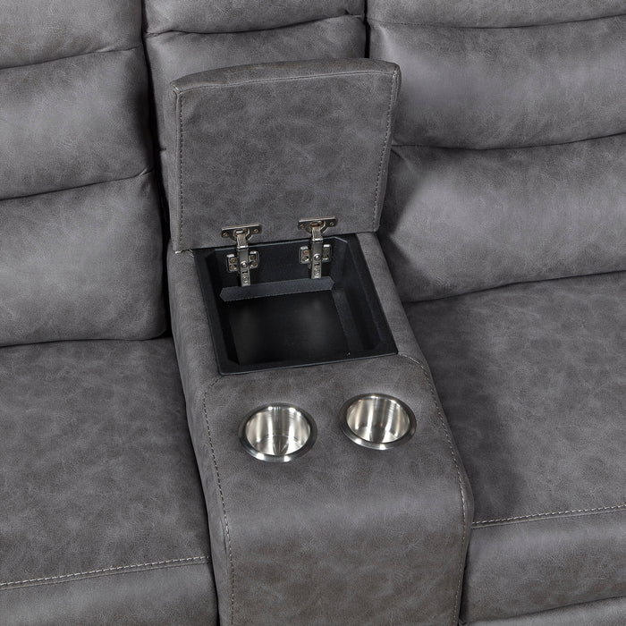 8360GRY-2 Double Glider Reclining Love Seat with Center Console image