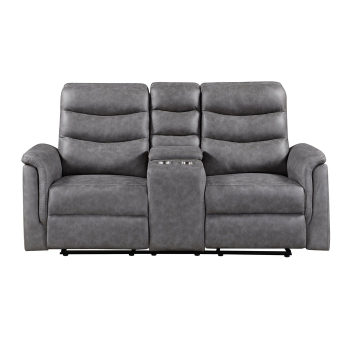 8360GRY-2 Double Glider Reclining Love Seat with Center Console image