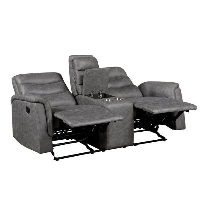 8360GRY-2 Double Glider Reclining Love Seat with Center Console image