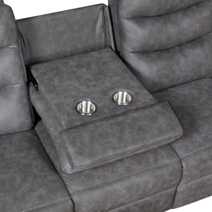 8360GRY-3 Double Reclining Sofa with Drop-down Cup Holders image