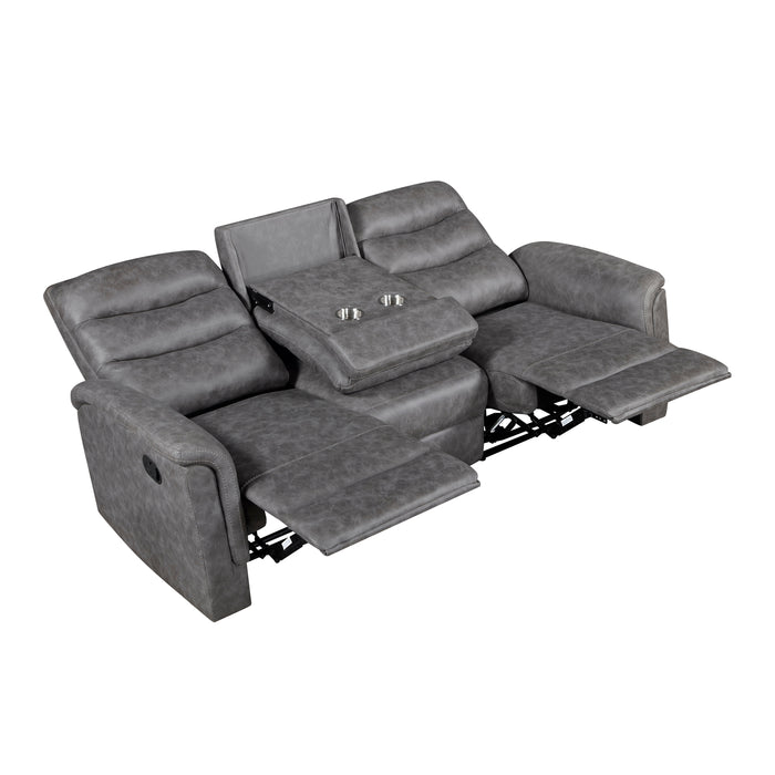 8360GRY-3 Double Reclining Sofa with Drop-down Cup Holders image