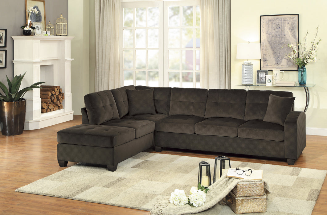 Emilio 2-Piece Reversible Sectional with Chaise in Brown - 8367CH* - FAMSA Furniture (TX)