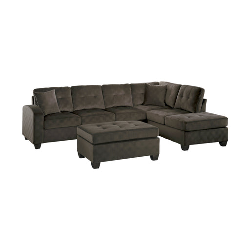 Emilio 3-Piece Reversible Sectional with Ottoman in Brown - 8367CH*3 - FAMSA Furniture (TX)