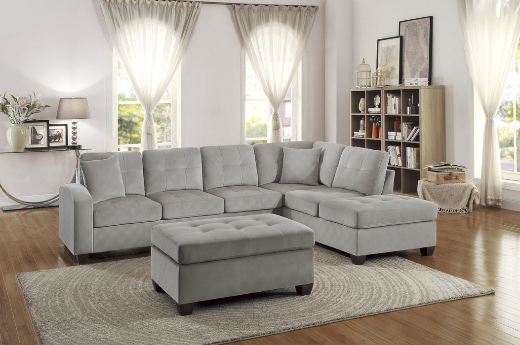 Emilio 3-Piece Reversible Sectional with Ottoman in Taupe - 8367TP*3 - FAMSA Furniture (TX)
