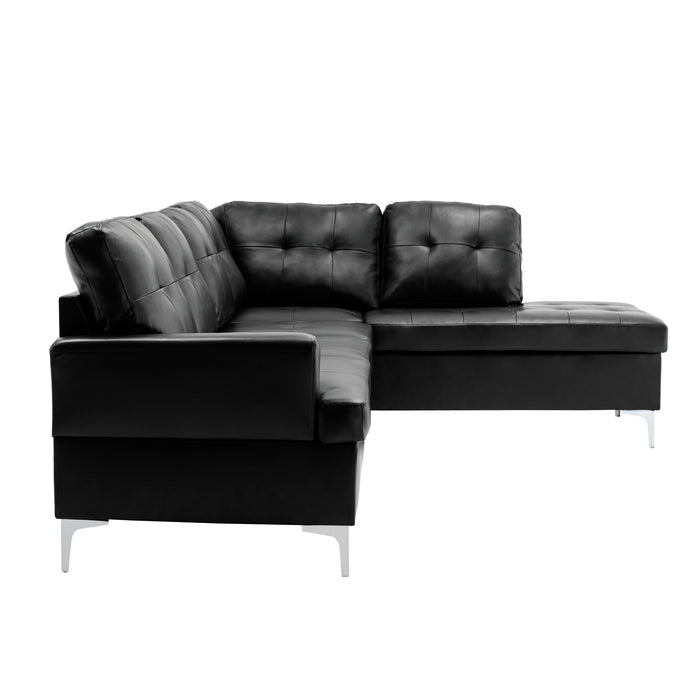 Barrington 3-Piece Sectional with Right Chaise and Ottoman in Black - 8378BLK*3 - FAMSA Furniture (TX)
