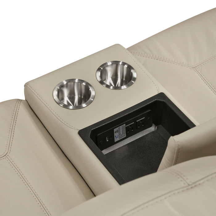 8379BEG-2 Double Reclining Love Seat with Center Console and Receptacles image
