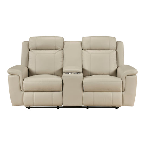 8379BEG-2 Double Reclining Love Seat with Center Console and Receptacles image
