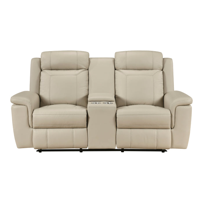 8379BEG-2 Double Reclining Love Seat with Center Console and Receptacles image