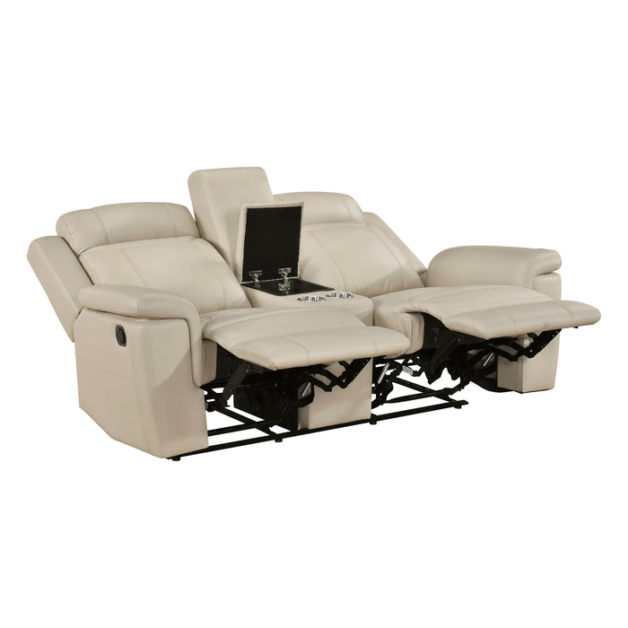 8379BEG-2 Double Reclining Love Seat with Center Console and Receptacles image