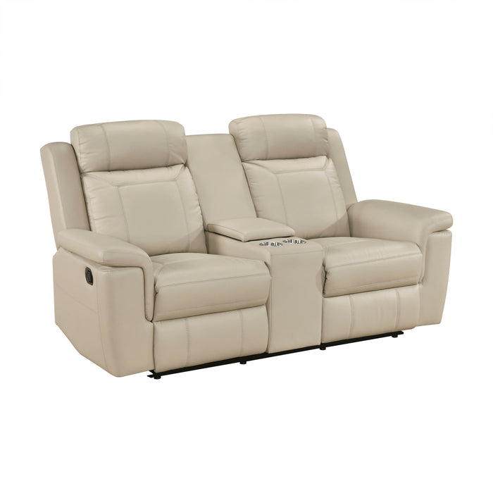8379BEG-2 Double Reclining Love Seat with Center Console and Receptacles image