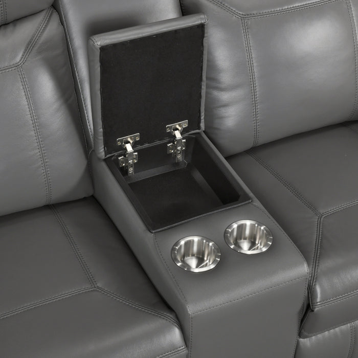 8379DGY-2 Double Reclining Love Seat with Center Console and Receptacles image