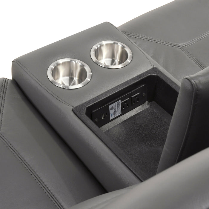 8379DGY-2 Double Reclining Love Seat with Center Console and Receptacles image