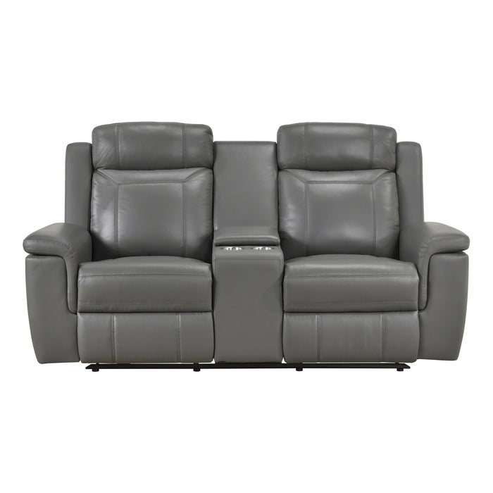8379DGY-2 Double Reclining Love Seat with Center Console and Receptacles image