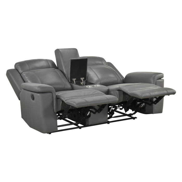 8379DGY-2 Double Reclining Love Seat with Center Console and Receptacles image