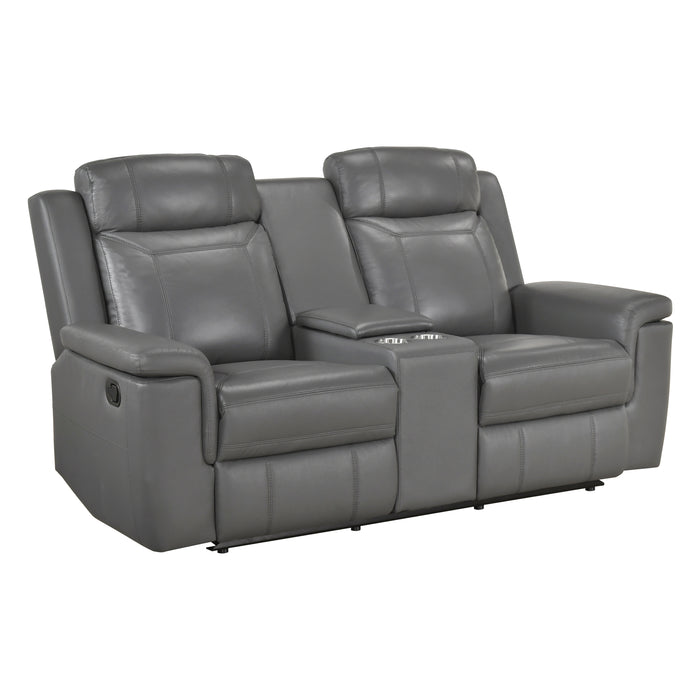 8379DGY-2 Double Reclining Love Seat with Center Console and Receptacles image
