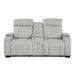 8455GRY-2 Double Reclining Love Seat with Center Console, Wireless Speakers, Storage Arms, Cup holders and LED image