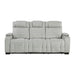 8455GRY-3 Double Reclining Sofa with Center Drop-Down Cup Holders, Storage Arms, Cup Holders, Reading Lights, Magazine Bag, Receptacles, Charging Ports and LED image