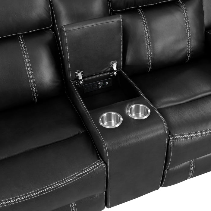 8516BK-2 Double Reclining Love Seat with Center Console, Receptacles and USB Ports image