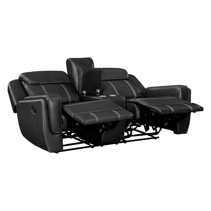 8516BK-2 Double Reclining Love Seat with Center Console, Receptacles and USB Ports image