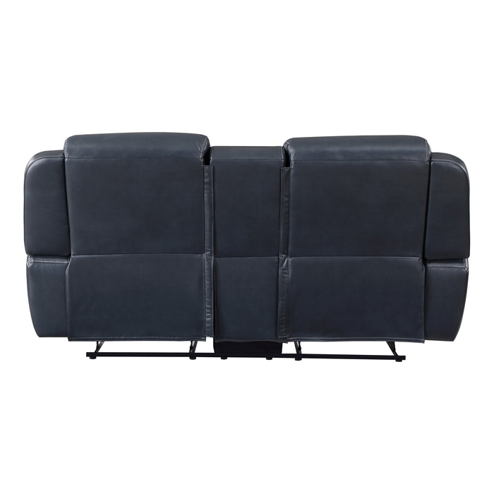 Littleton Double Reclining Loveseat with Center Console, Receptacles and USB Ports in Blue - 8516BU-2 - FAMSA Furniture (TX)