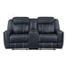 Littleton Double Reclining Loveseat with Center Console, Receptacles and USB Ports in Blue - 8516BU-2 - FAMSA Furniture (TX)
